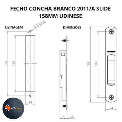 Imagem de Fecho concha branco 2011/a slide 158mm janela porta aluminio udinese