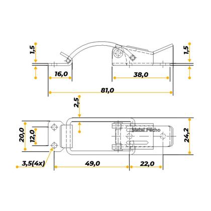 Imagem de Fecho de Ação Rápida 81 Mm Mola Curva Grande Aço Galvanizado