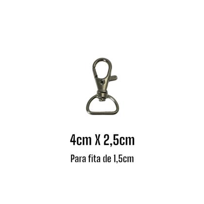 Imagem de Fecho Lagosta Cor Prata 4cm X 2,5cm Médio Para Passar Fita