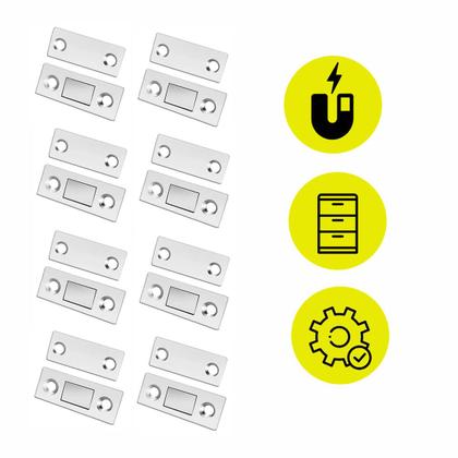 Imagem de Fecho Magnético Armário Porta Imã Ultra Forte Kit C/ 8 Peças Solução Magnética
