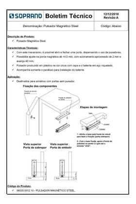 Imagem de Fecho Magnético Steel Pulsador Abre Porta Sem Puxador
