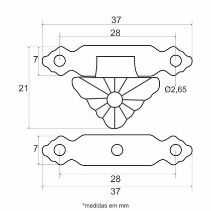 Imagem de Fecho Metalico Provençal para Artesanato em MDF e Madeira - Kit com 50 un