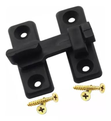 Imagem de Fecho Plástico Para Porta Sanfonada Kit 2 Un. C/ Parafusos Preto