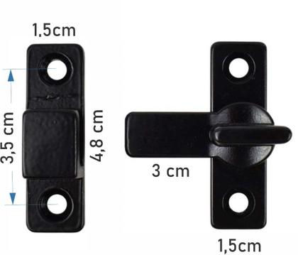 Imagem de Fecho Plástico Para Porta Sanfonada Kit 2 Un. C/ Parafusos Preto