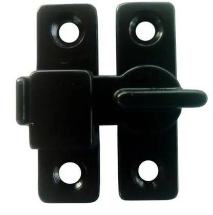 Imagem de Fecho Plástico Para Porta Sanfonada Kit 2 Un. C/ Parafusos Preto