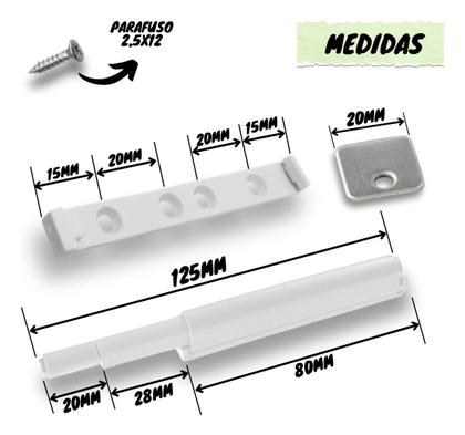 Imagem de Fecho Pulsador Magnético Branco Toque Sobrepor Tip-on Click