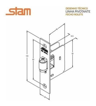 Imagem de Fecho Rolete Stam Cromado Porta Pivotante Puxador Trinco