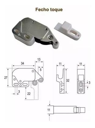Imagem de Fecho Toque Mini Latch AutomÃtico (1270)elefantinho 10  PÃs