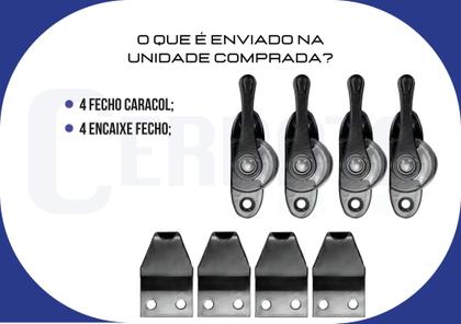 Imagem de Fecho Trinco Caracol Japones Meia Lua Kit 4 Und. Janela Cerrata