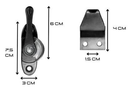 Imagem de Fecho Trinco Caracol Japones Meia Lua Kit 4 Und. Janela Cerrata