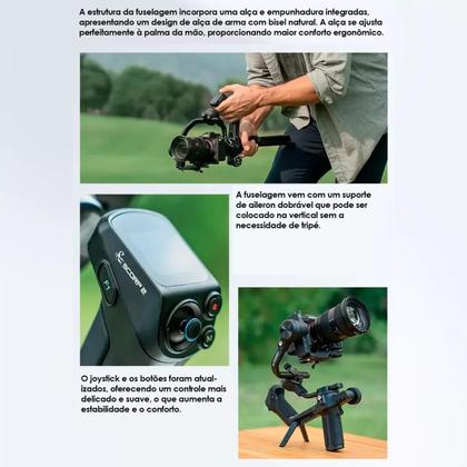 Imagem de FeiyuTech Scorp 2 Estabilizador De Cardan 3 Eixos Para Câmeras Sem Espelho, Smartphones, Câmeras de Ação Com Rastreador AI Integrado