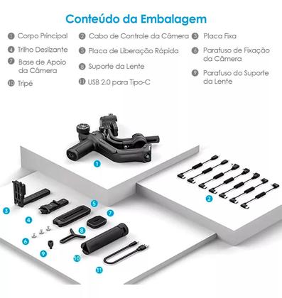 Imagem de FeiyuTech Scorp 2 Estabilizador De Cardan 3 Eixos Para Câmeras Sem Espelho, Smartphones, Câmeras de Ação Com Rastreador AI Integrado