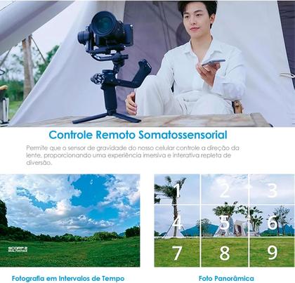 Imagem de FeiyuTech Scorp 2 Estabilizador De Cardan 3 Eixos Para Câmeras Sem Espelho, Smartphones, Câmeras de Ação Com Rastreador AI Integrado