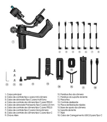 Imagem de FeiyuTech Scorp 2 Estabilizador De Cardan 3 Eixos Para Câmeras Sem Espelho, Smartphones, Câmeras de Ação Com Rastreador AI Integrado