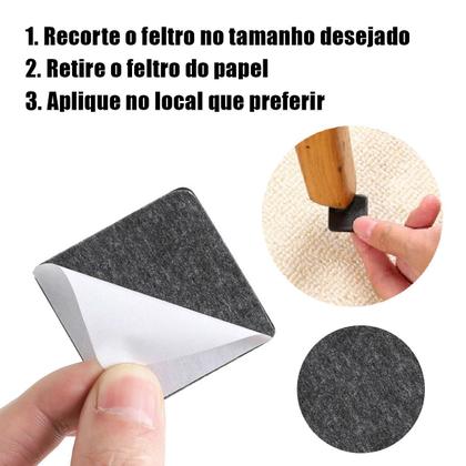 Imagem de Feltro Colante Para Pés Móveis Adesivo Retangular Recorta e Cola  MALUZI