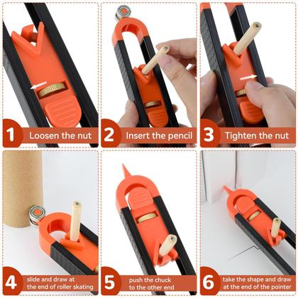 Imagem de Ferramenta Contour Scribe Precise com 2 lápis, conjunto de carpintaria DIY