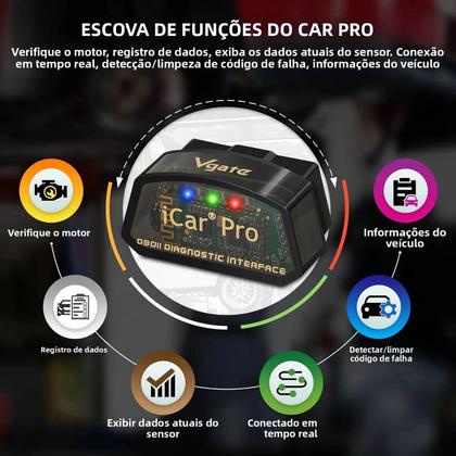 Imagem de Ferramenta De Diagnóstico Automotivo ODB2 Bluetooth Para Android E IOS Vgate iCar pro WIFI 3.0 4.0