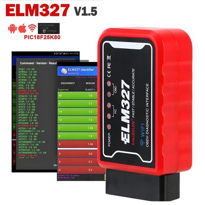 Imagem de Ferramenta de Diagnóstico ELM327 WiFi e Bluetooth V1.5, Chip PIC18F25K80, Chip OBDII, Android e iOS