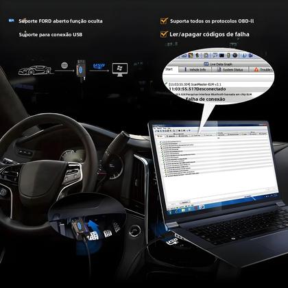 Imagem de Ferramenta De Diagnóstico OBD2 Ford ELM327 V15 PIC18F25K80 FTDI CH340 Scanner De Código Bluetooth