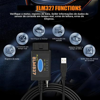 Imagem de Ferramenta De Diagnóstico OBD2 Ford ELM327 V15 PIC18F25K80 FTDI CH340 Scanner De Código Bluetooth