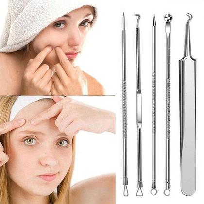 Imagem de Ferramenta Extrator de Cravo Removedor de Cravos Conjunto de Caixa de Pinças de Acne 5 Pcs