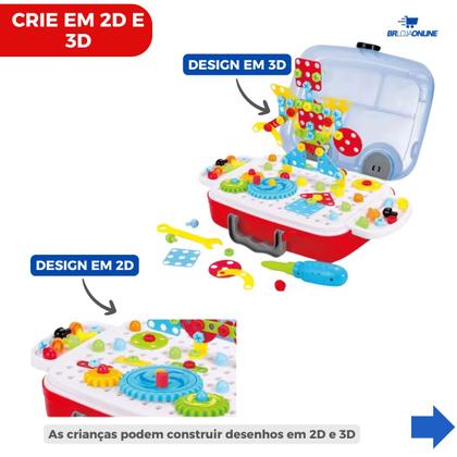 Imagem de Ferramenta Maleta Criativa Quebracabeça Para Crianças Com Furadeira Elétrica Brinquedo Parafusos