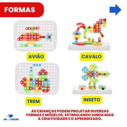 Imagem de Ferramenta Maleta Criativa Quebracabeça Para Crianças Com Furadeira Elétrica Brinquedo Parafusos