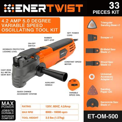 Imagem de Ferramenta oscilante ENERTWIST ET-OM-500 4.2A 6 velocidades variáveis