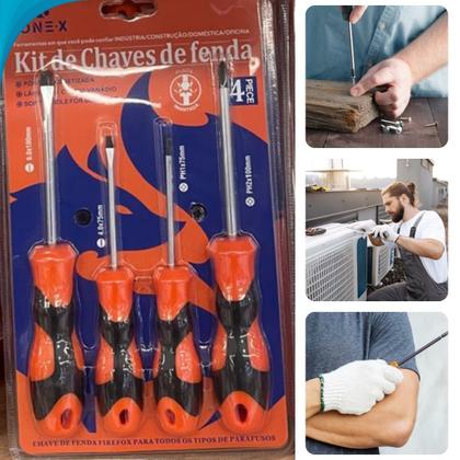 Imagem de Ferramentas Essenciais Para Casa Kit 4 Chaves De Fenda Com Garantia Ideal Para Presente