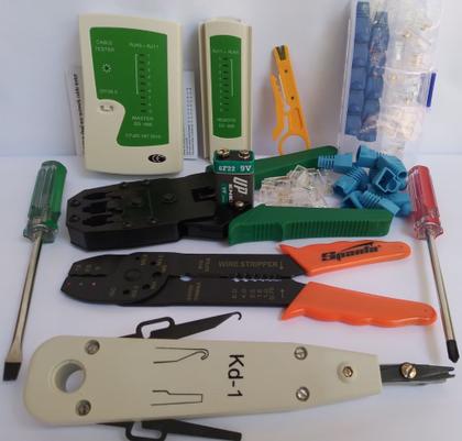 Imagem de Ferramentas Instalação Rede Kit Testador Cabo Lan Rj45 Rj11
