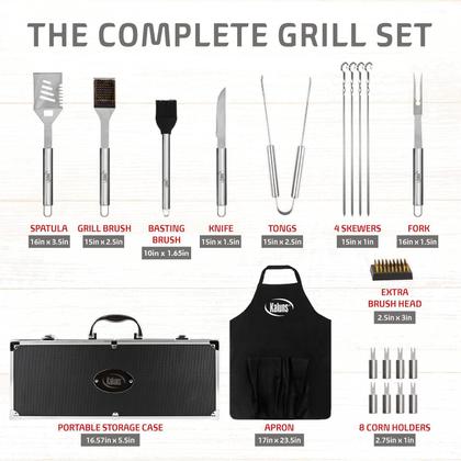 Imagem de Ferramentas para churrasco Kaluns, acessórios para churrasco, aço inoxidável, 21 peças