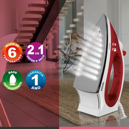 Imagem de Ferro A Vapor 2 em 1 Delicate Pff657 127V Vermelho 1250W Lenoxx