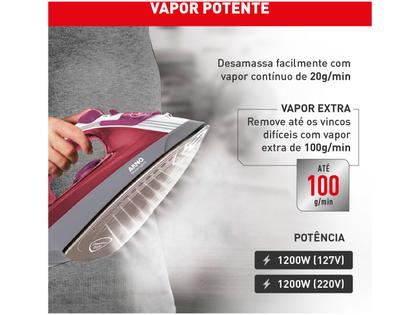 Imagem de Ferro a Vapor Arno Steamgliss com Base Cerâmica FSGC