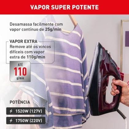 Imagem de Ferro A Vapor Ultragliss Base Durilium Airglide 1520W Vinho