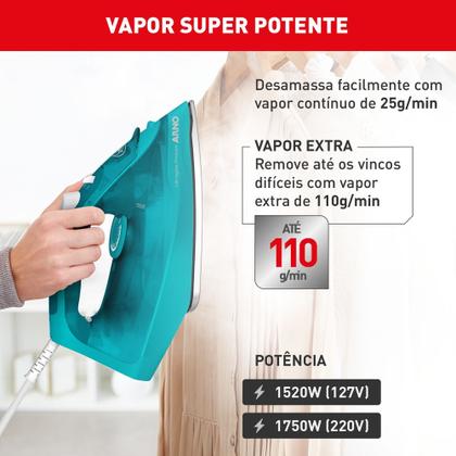 Imagem de Ferro A Vapor Ultragliss Com Base Durilium Airglide Fup1 Cor Azul-turquesa