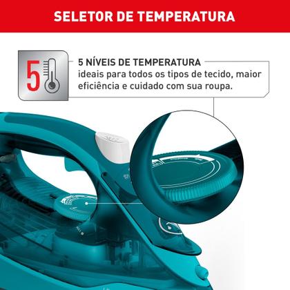 Imagem de Ferro A Vapor Ultragliss Com Base Durilium Airglide Fup1 Cor Azul-turquesa