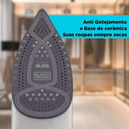 Imagem de Ferro de Passar a Seco e Vapor Black Decker 2000W FX2700 Antigotejamento Preto e Verde 220v