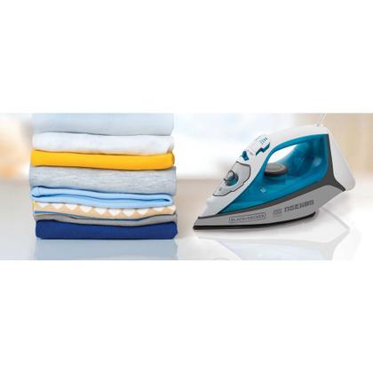 Imagem de Ferro de Passar a Vapor Black+Decker Ceramic Gliss FX3060 - Branco e Azul