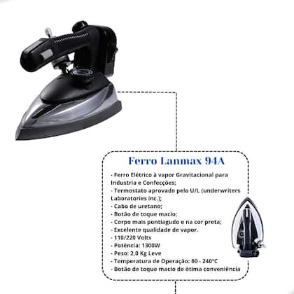 Imagem de Ferro de passar a vapor ES-94A 1000W Lanmax 110/220V