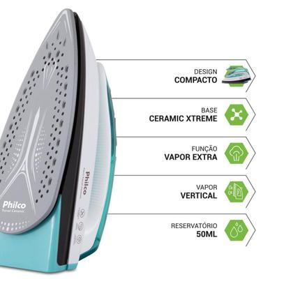 Imagem de Ferro de Passar a Vapor Philco Travel Ceramic Bivolt