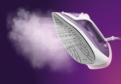 Imagem de Ferro de passar a vapor Philips Walita Série 3000 DST3010/32 cor branco e rosa com base antiaderente - Dst3010