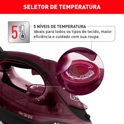 Imagem de Ferro De Passar a Vapor Ultragliss Arno FMV Vinho 220V