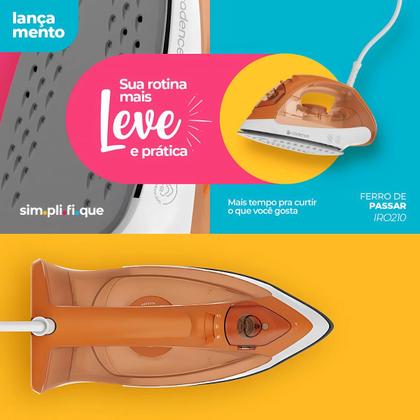 Imagem de Ferro De Passar Portátil Base Cerâmica Antiaderente Roupa A Seco E A Vapor Cadence 2 Em 1 