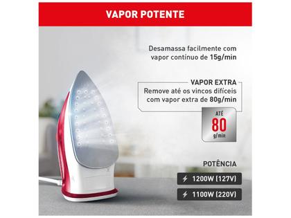 Imagem de Ferro de Passar Roupa a Vapor Arno Essentialgliss Rosa e Branco