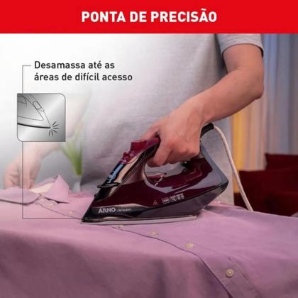 Imagem de Ferro de Passar Roupa a Vapor Arno Ultragliss Vinho e Preto - 110V