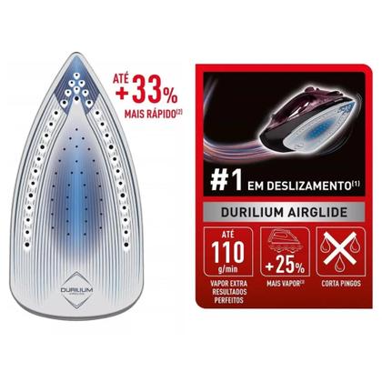 Imagem de Ferro de Passar Roupa a Vapor Arno Ultragliss Vinho e Preto - 110V