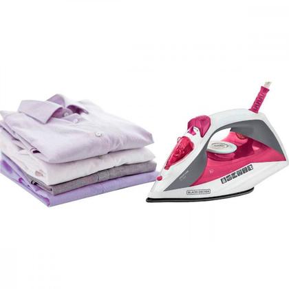 Imagem de Ferro de Passar Roupa a Vapor Black + Decker Com Vapor Extra Antiaderente 220V 1200w Rosa
