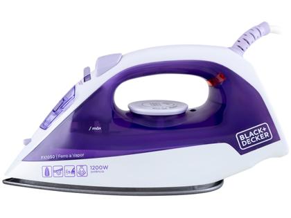 Imagem de Ferro de Passar Roupa a Vapor e a Seco Black+Decker FX1050 Branco e Roxo
