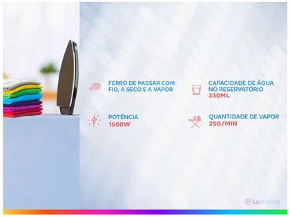 Imagem de Ferro de Passar Roupa a Vapor e a Seco Electrolux Experience Care