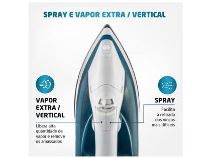 Imagem de Ferro de Passar Roupa a Vapor e a Seco Mondial F-32 Azul e Branco
